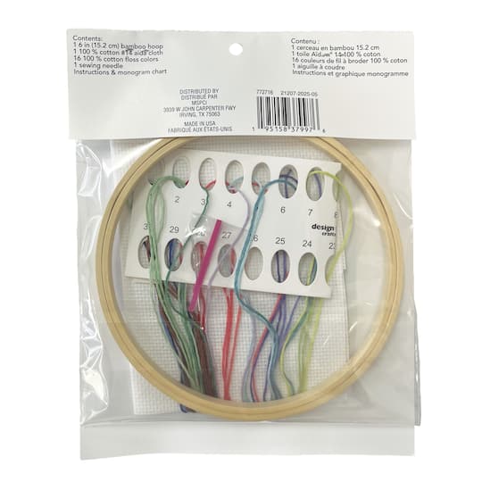6" Floral Monogram Counted Cross Stitch Kit with Hoop by Loops & Threads®